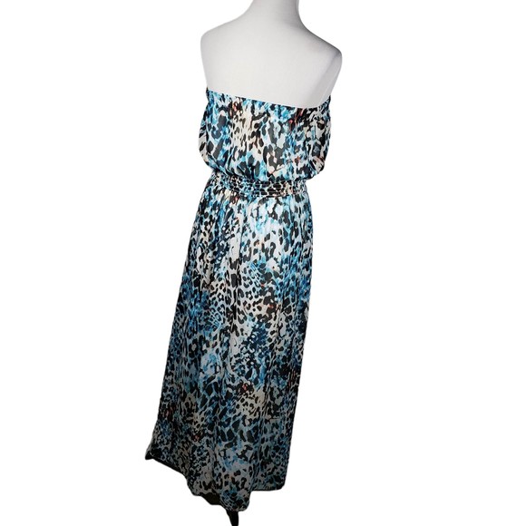 Ashley Stewart Women's size 12 Black & Blue Halter Maxi Dress Gently Used - Picture 3 of 6